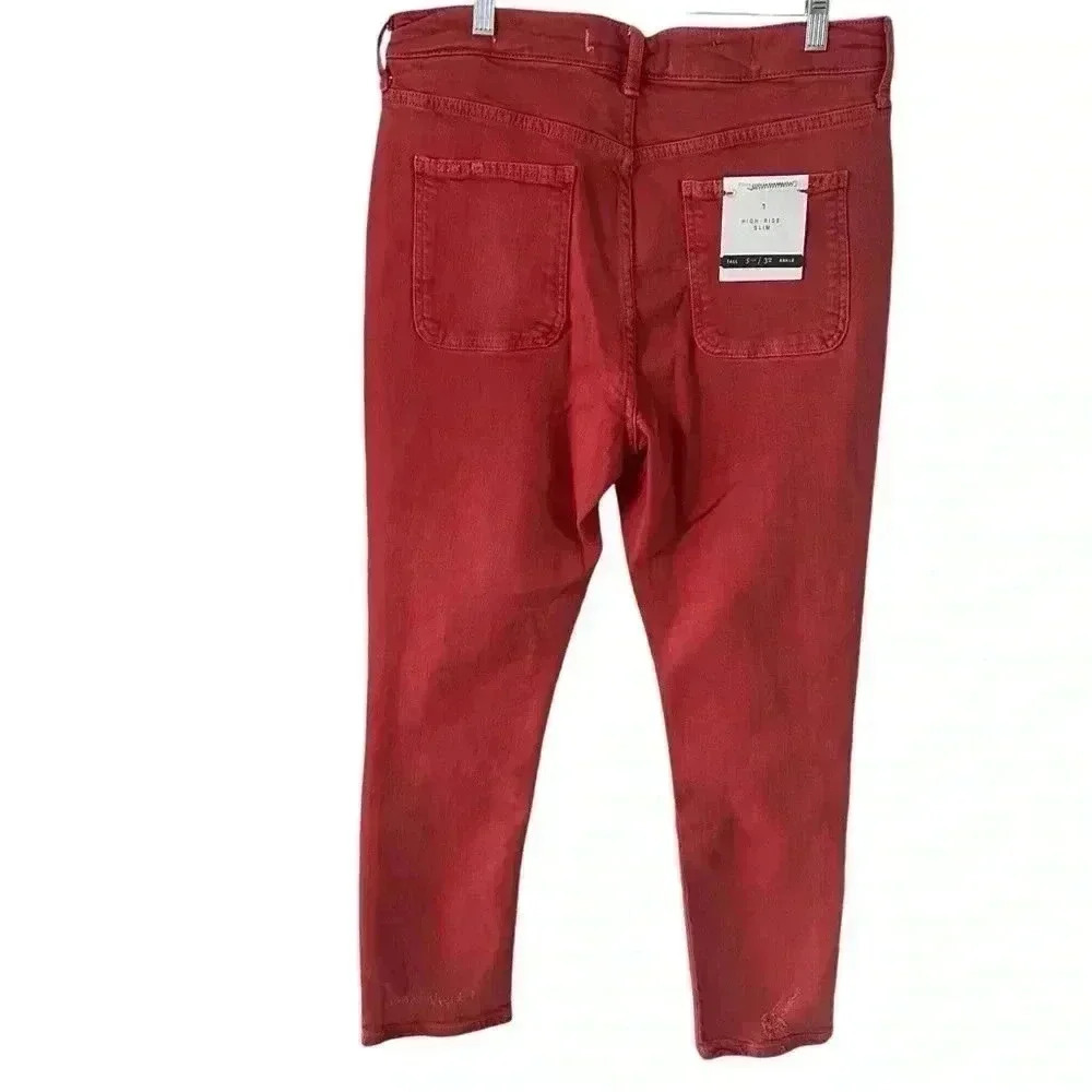 Anthropologie Pilcro Womens 32 Tall Red High Rise Thrashed Skinny Jeans Stretch - Picture 3 of 13